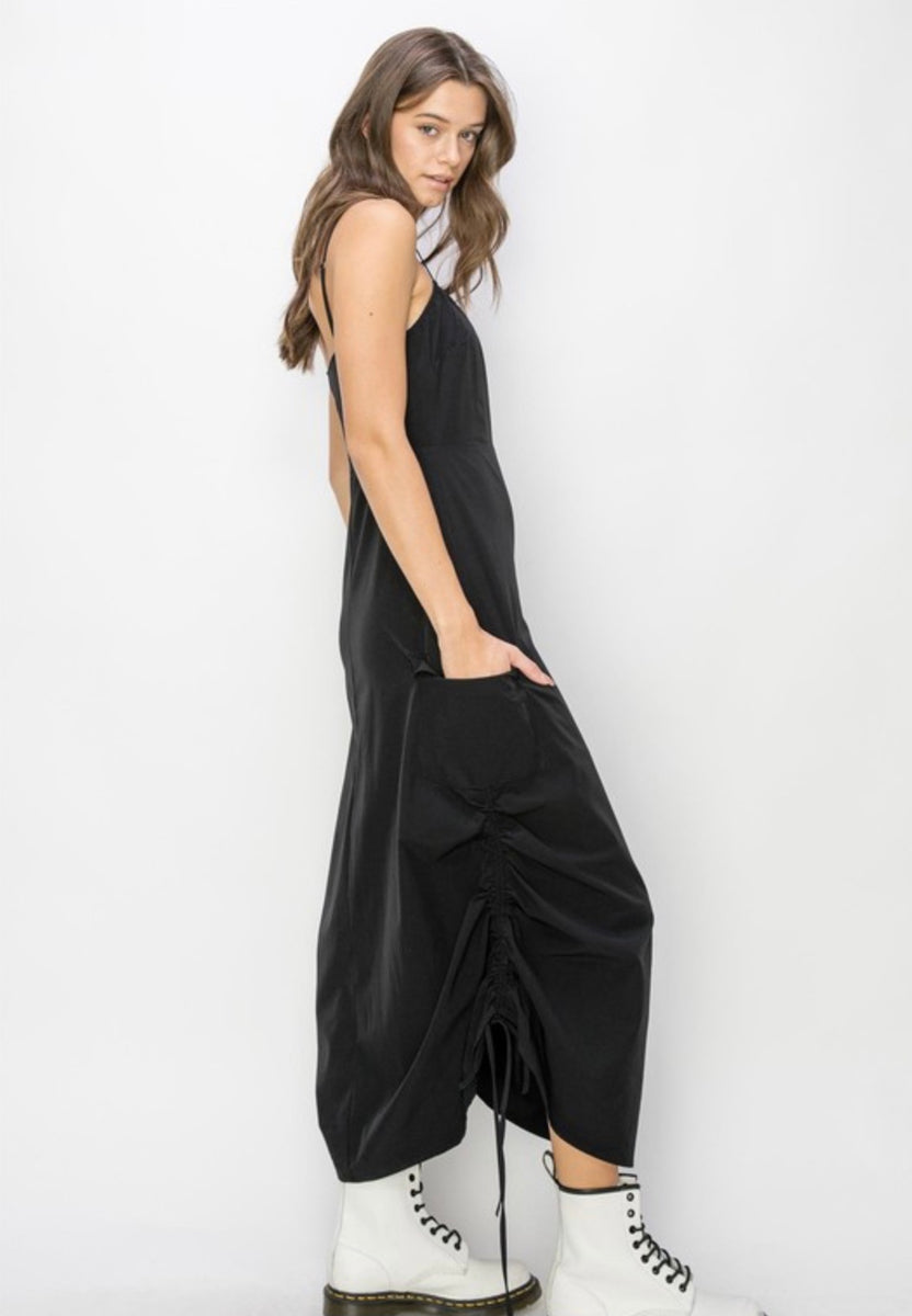knee length dresses for ladies Drawstring cargo dress – Goza Boutique