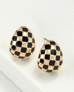 Black Checkered Earrings