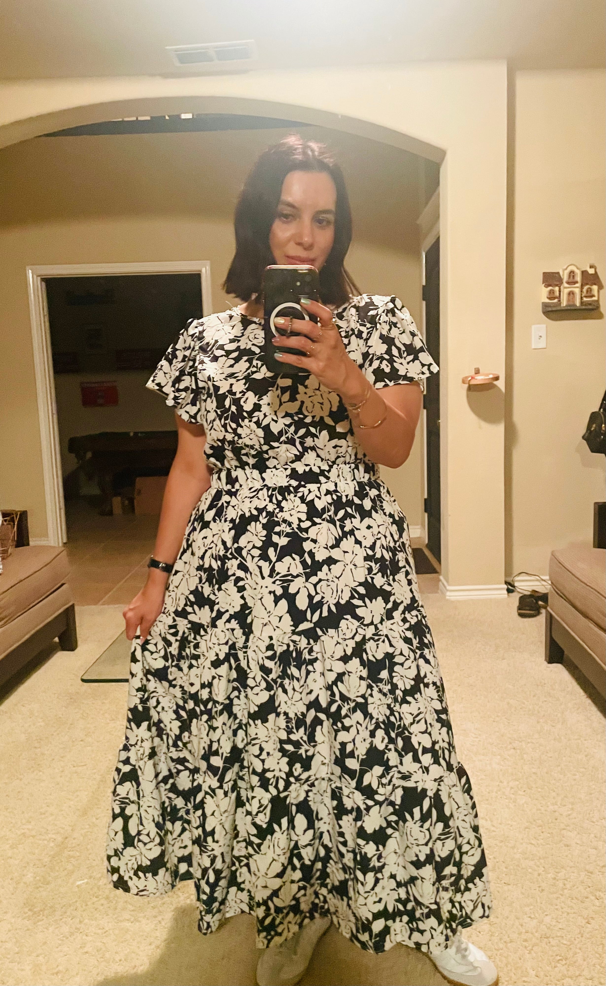 Black and white floral dress