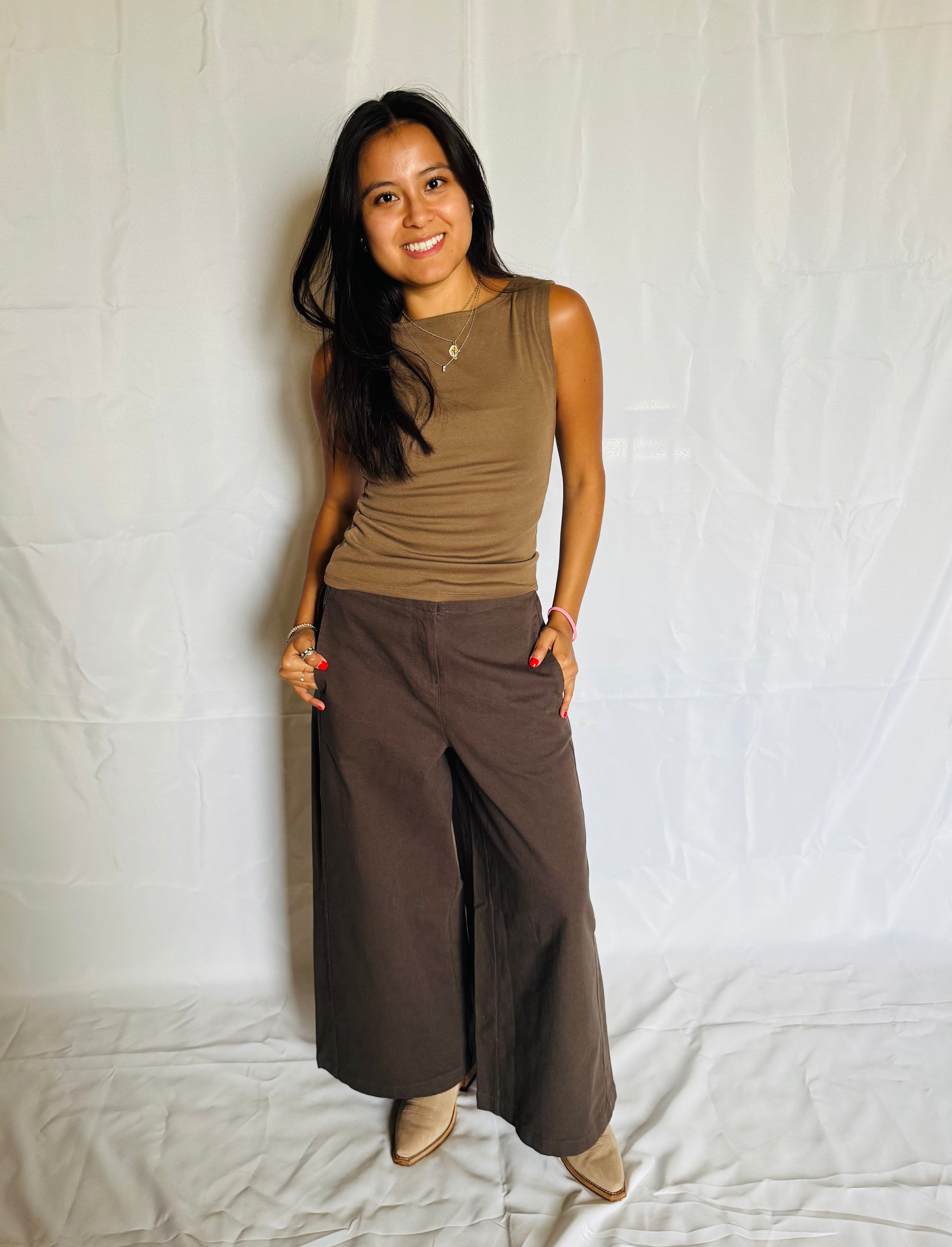 Wide leg culotte pants