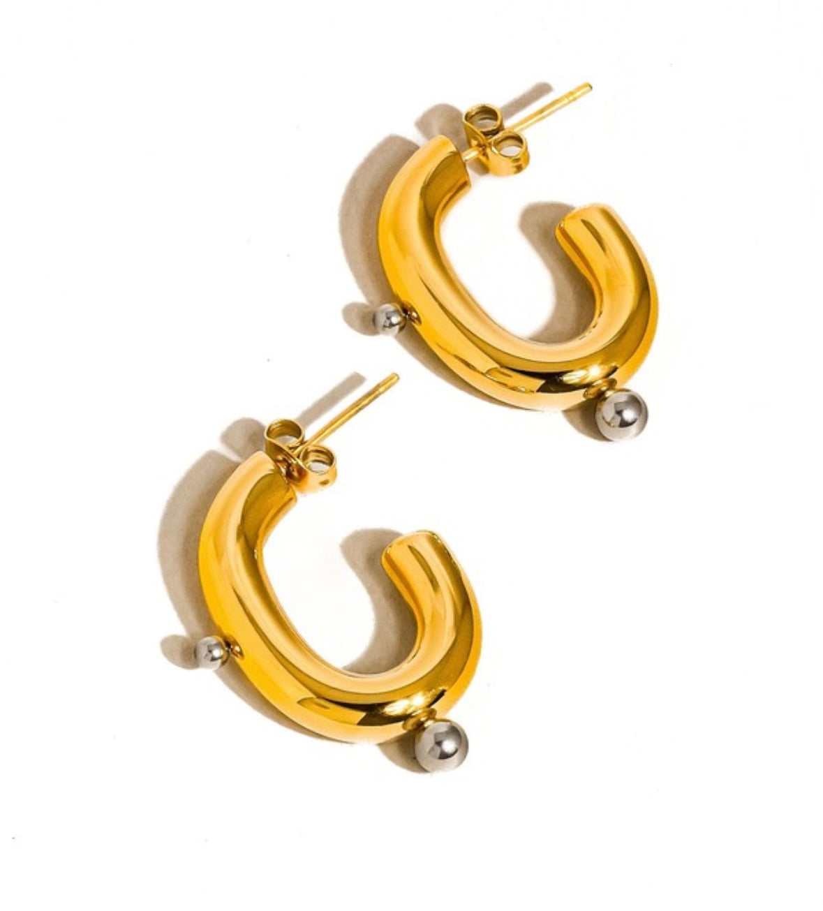 18k Hoops with Silver Balls