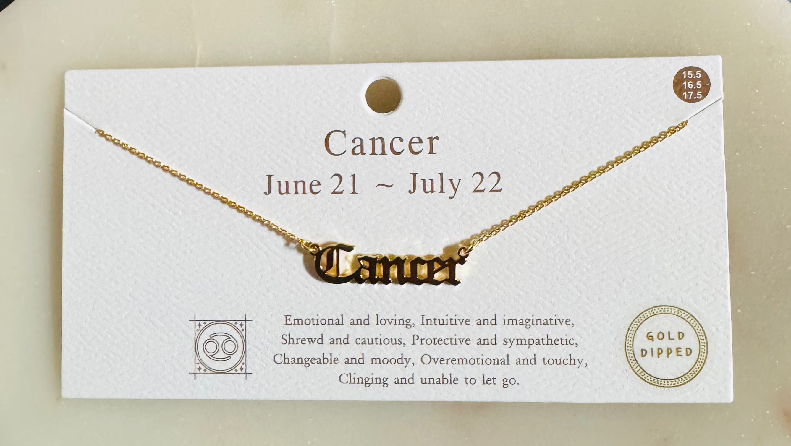 Cancer Zodiac Necklace