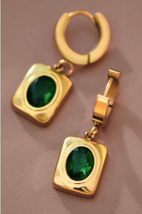 18k Emerald Square Earrings