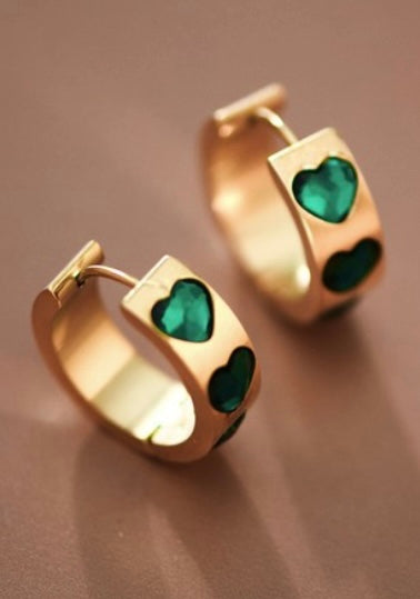 18k Emerald Heart Earrings