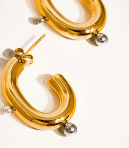 18k Hoops with Silver Balls