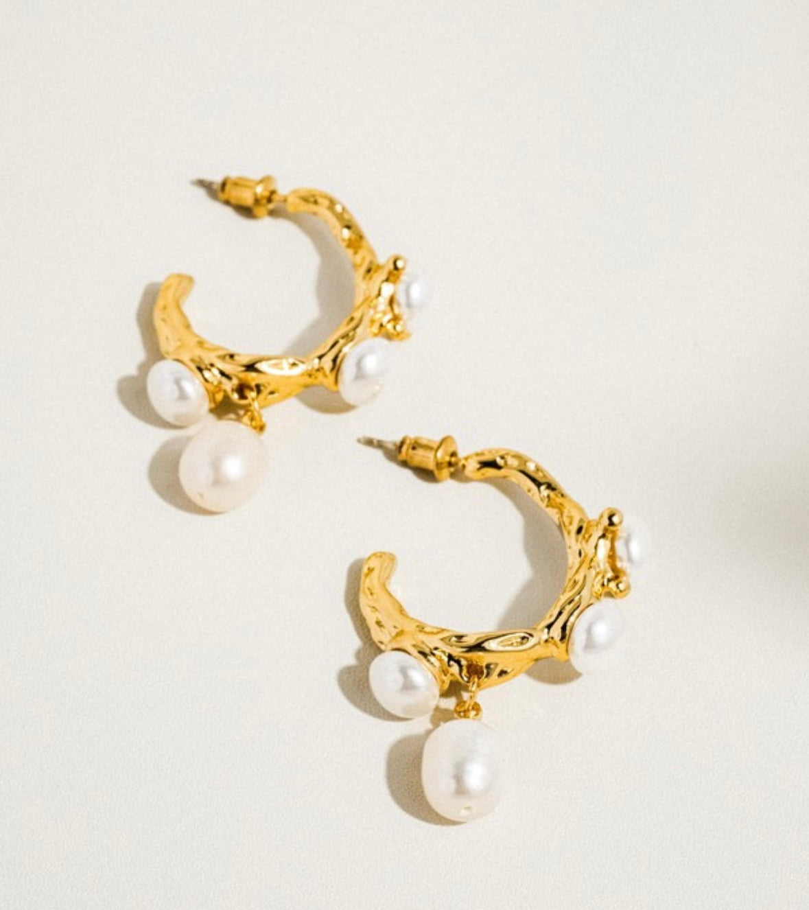 18k C hoops with pearls