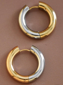 18k Silver and Golf Hoops