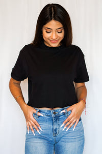 Cropped Black Tee