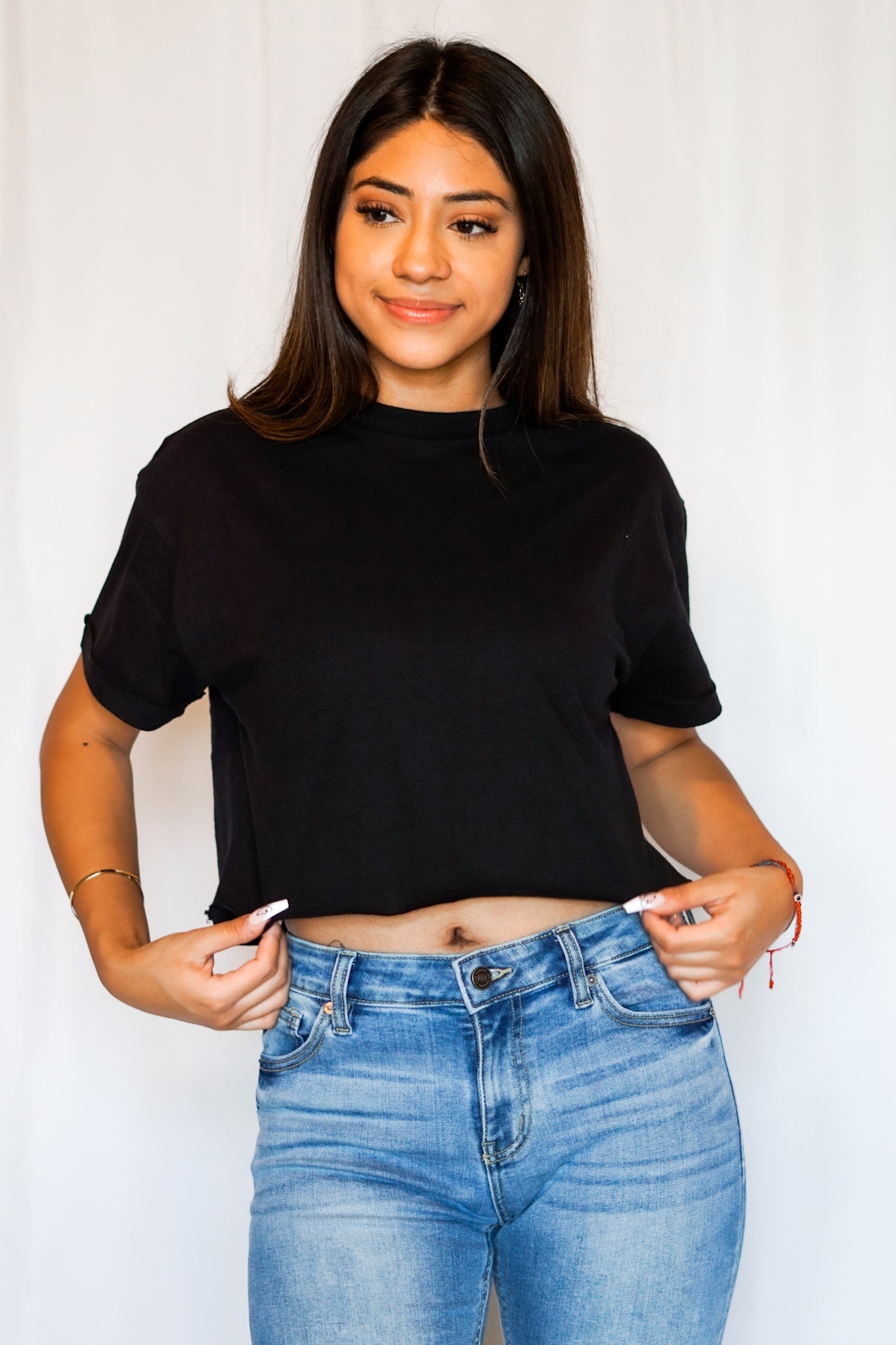 Cropped Black Tee