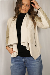 Faux leather & suede mix jacket