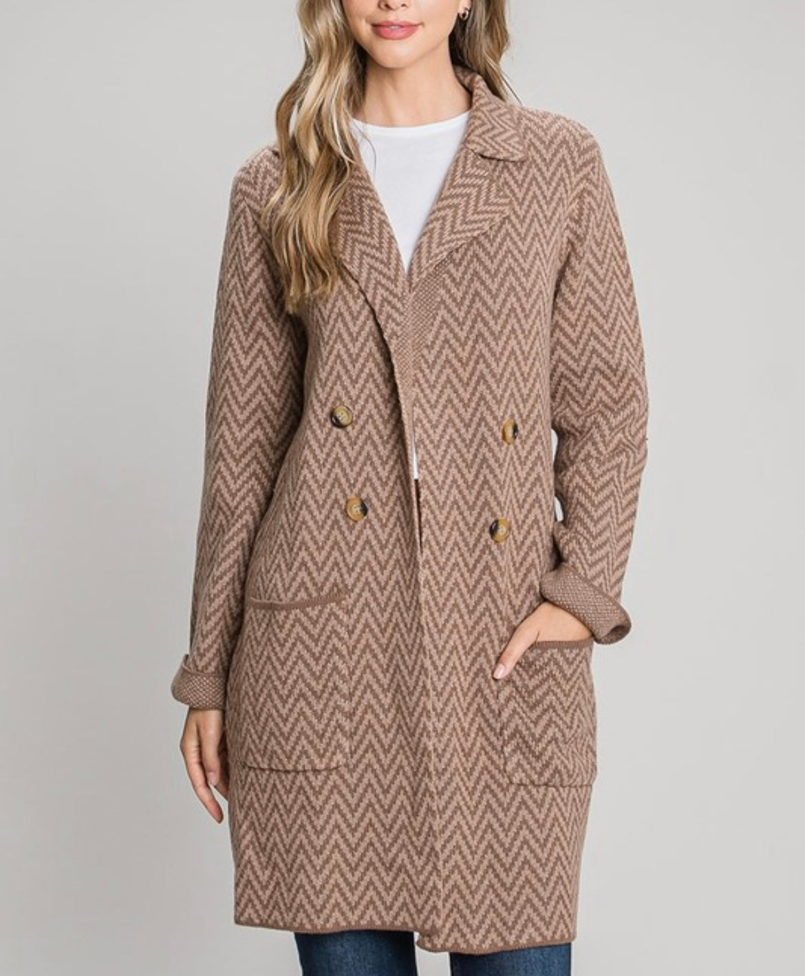 Chevron knit coat