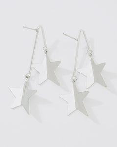 Vintage flat metal star drop earrings