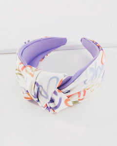 Satin watercolor top knot headband