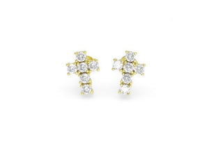 Gold CZ Cross Stud Earrings