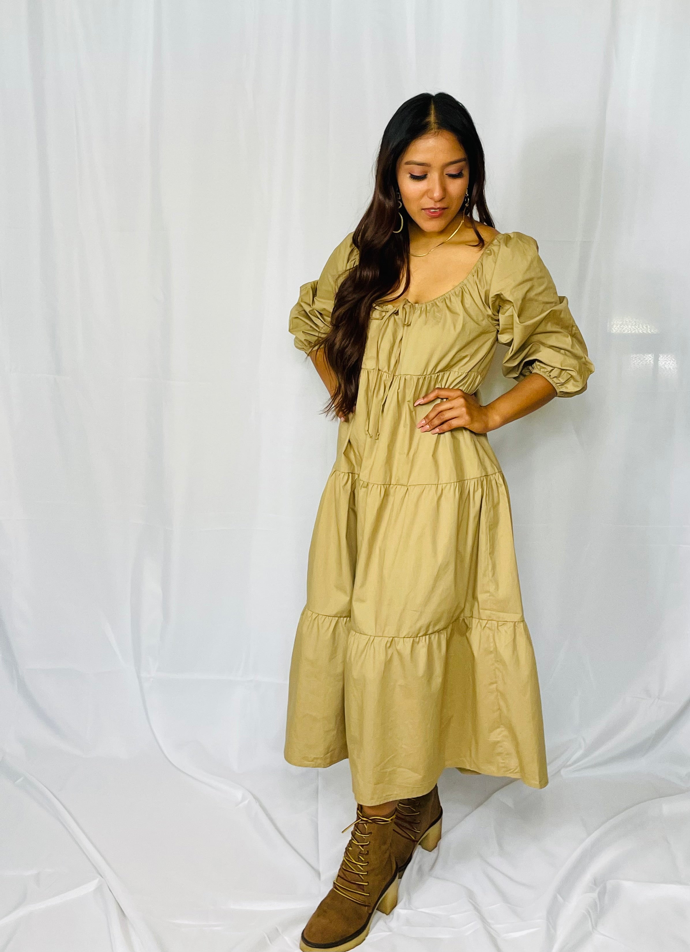 Babydoll Khaki Dress