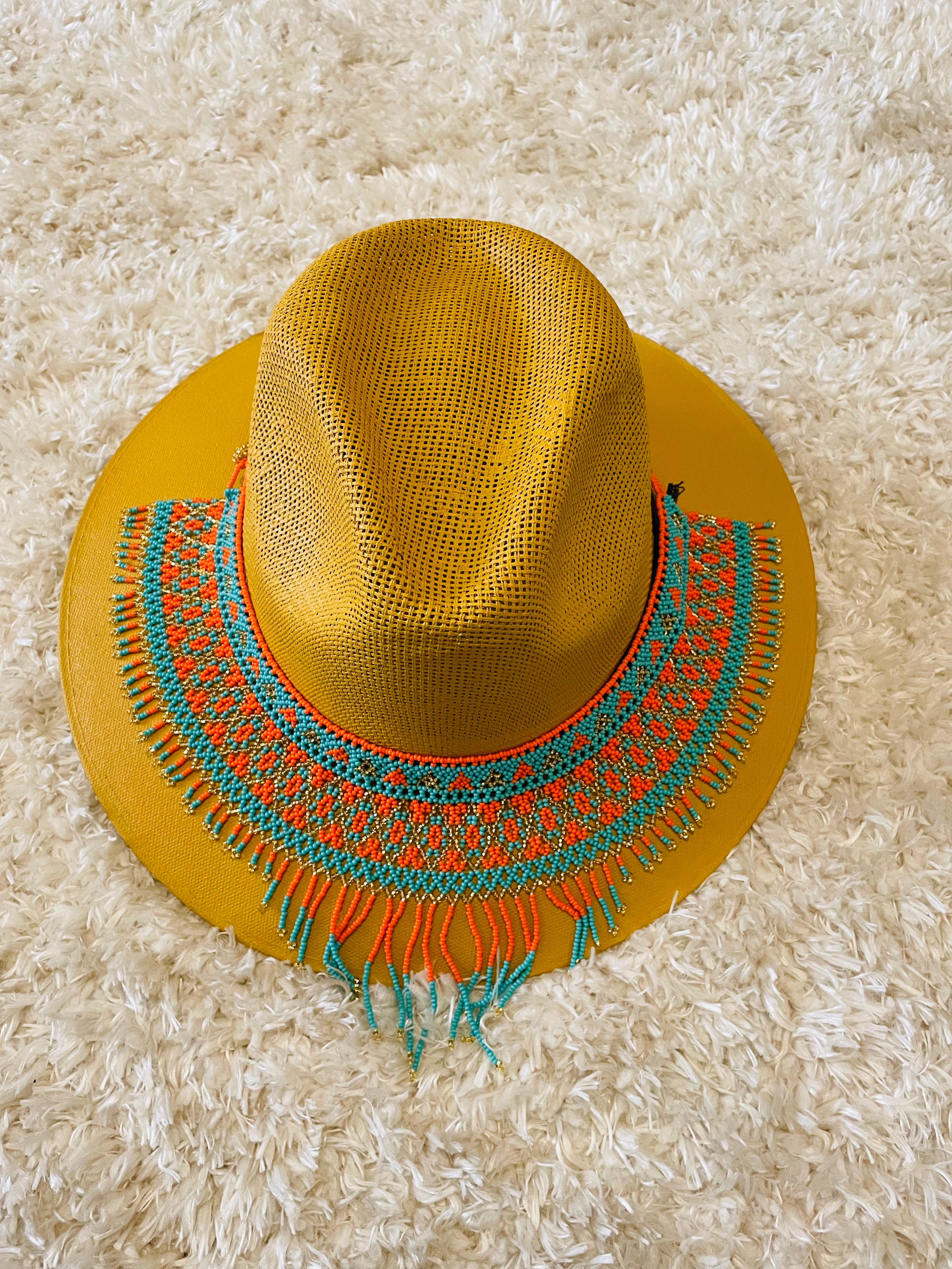 Mexican beaded necklace and hat topper – Goza Boutique
