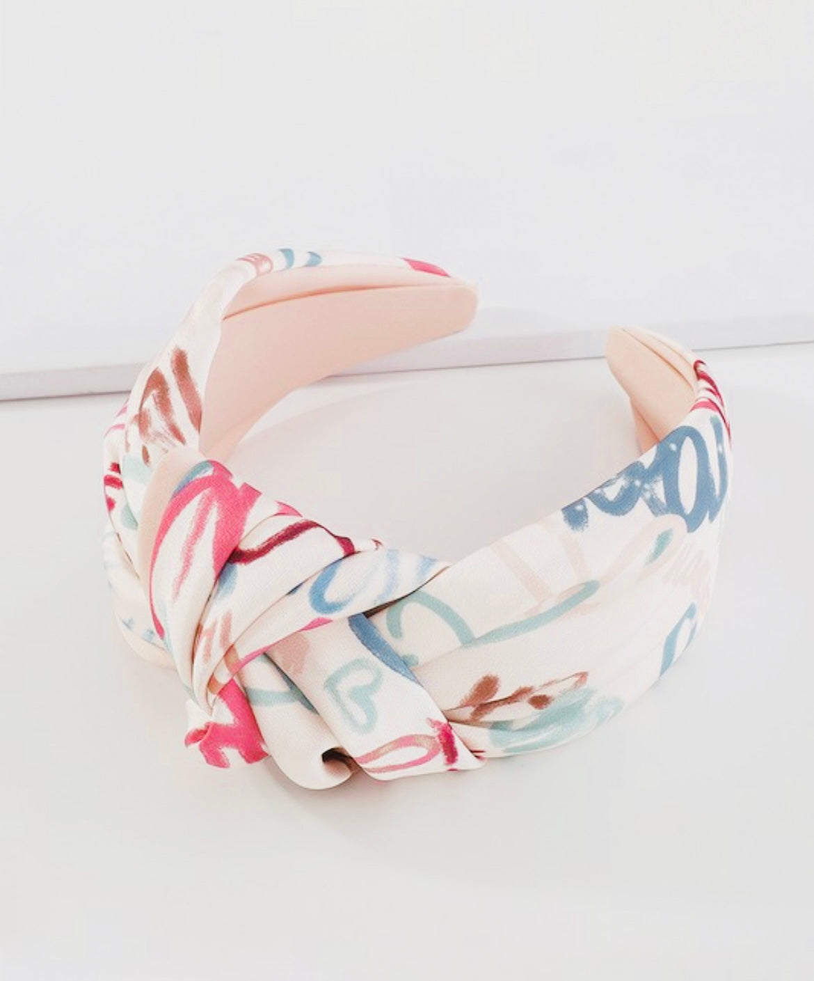 Satin watercolor top knot headband