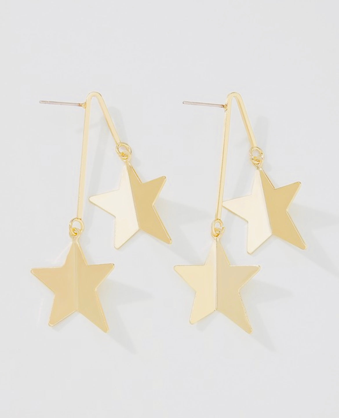 Vintage flat metal star drop earrings