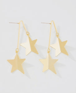 Vintage flat metal star drop earrings