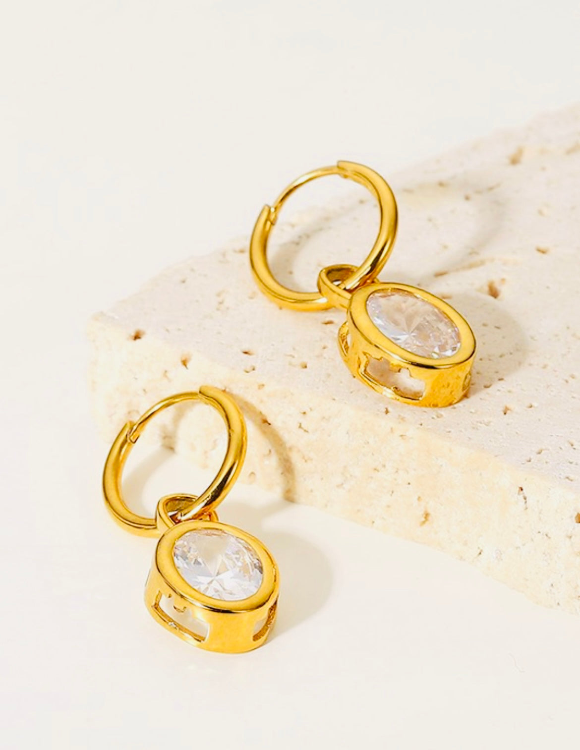 18K gold plated cz drop earrings