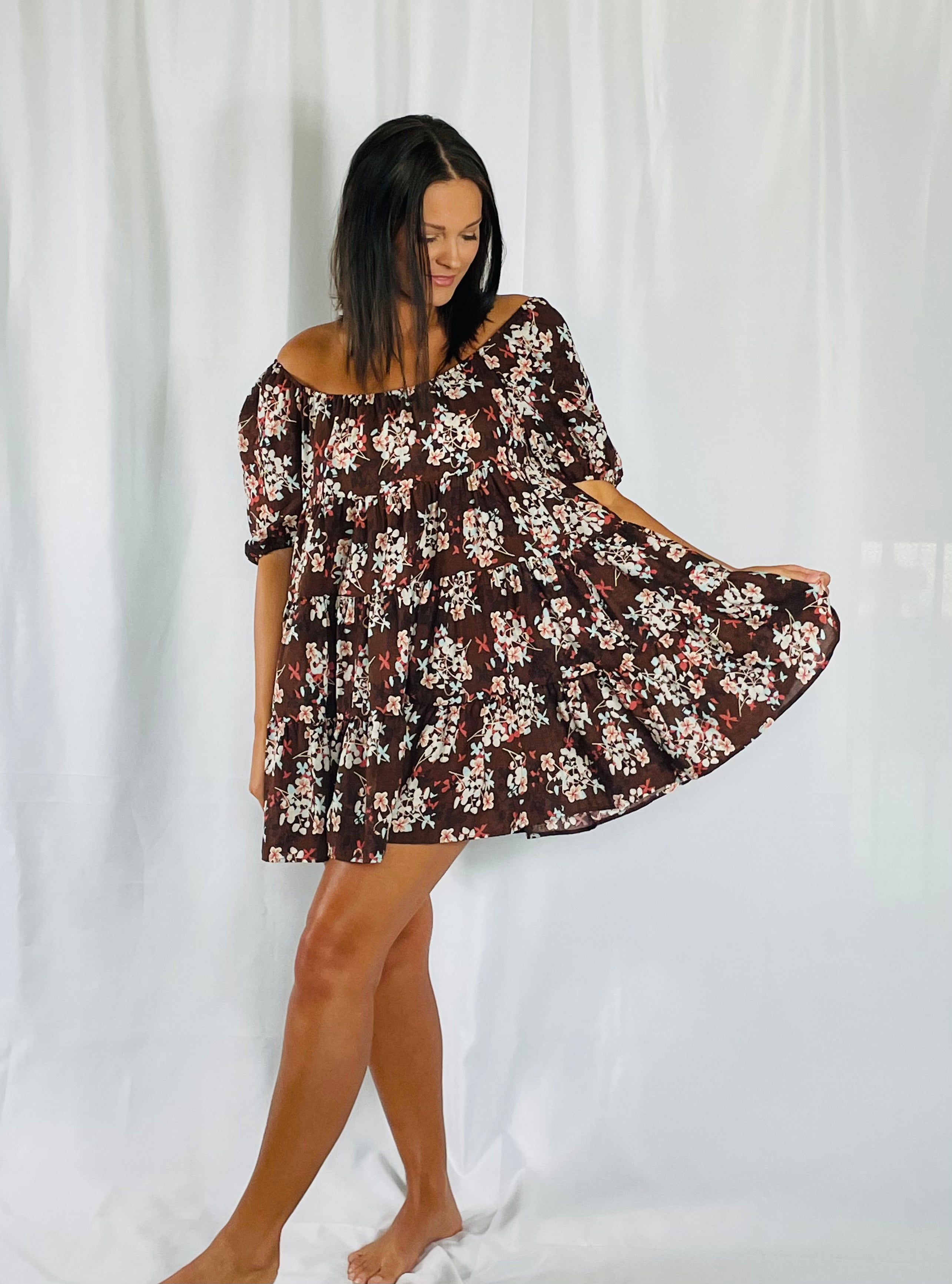 Floral tiered mini dress