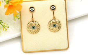 CZ Enamel Evil Eye Earrings